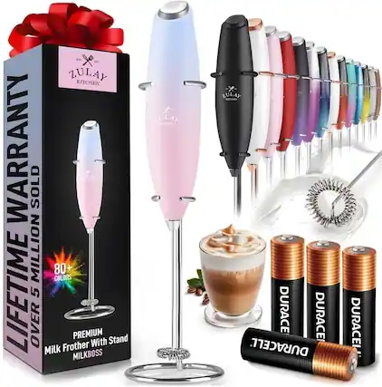 ZULAY KITCHEN
LIFETIME WARRANTY
OVER 5 MILLION SOLD
80+ COLORS
PREMIUM Milk Frother With Stand
MILKBOSS
DURACELL