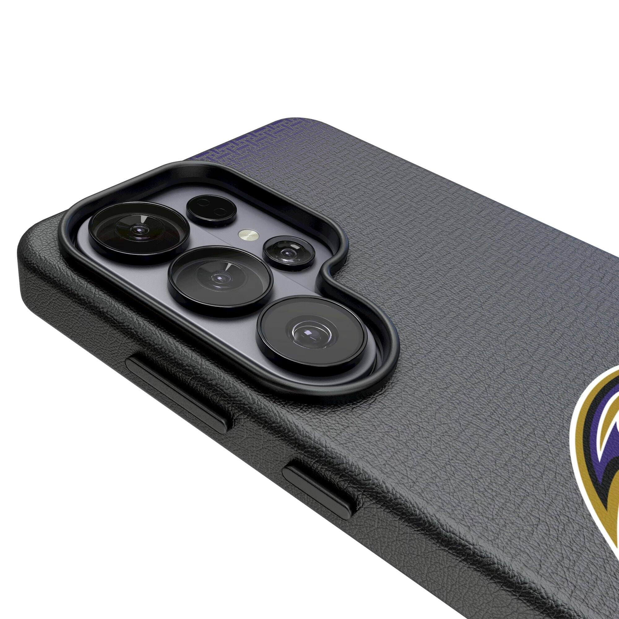 Alt View 2. Keyscaper - Baltimore Ravens Linen Galaxy Magnetic Bump Case - S24 Ultra - Black.