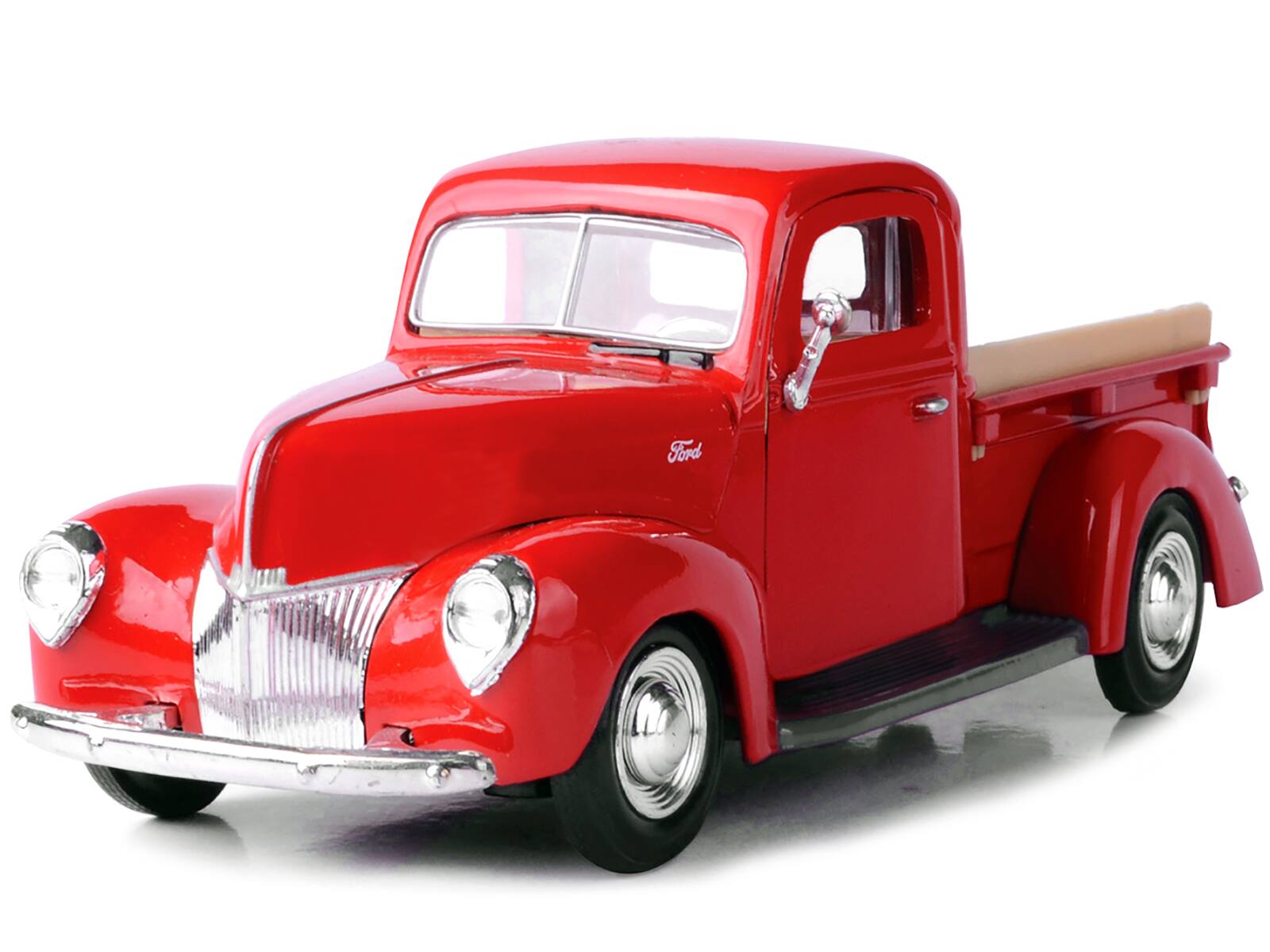 Alt View 3. Motormax - 1940 Ford Pickup Truck Red 1/24 Diecast Model Car by Motormax.