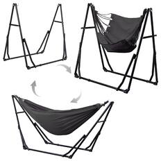 Front. Ainfox - Foldable Hammock with Stand, 2-in-1 Hammock Swing Chair for Outdoor Patio, Portable Heavy Duty with Carrying Bag - gray.