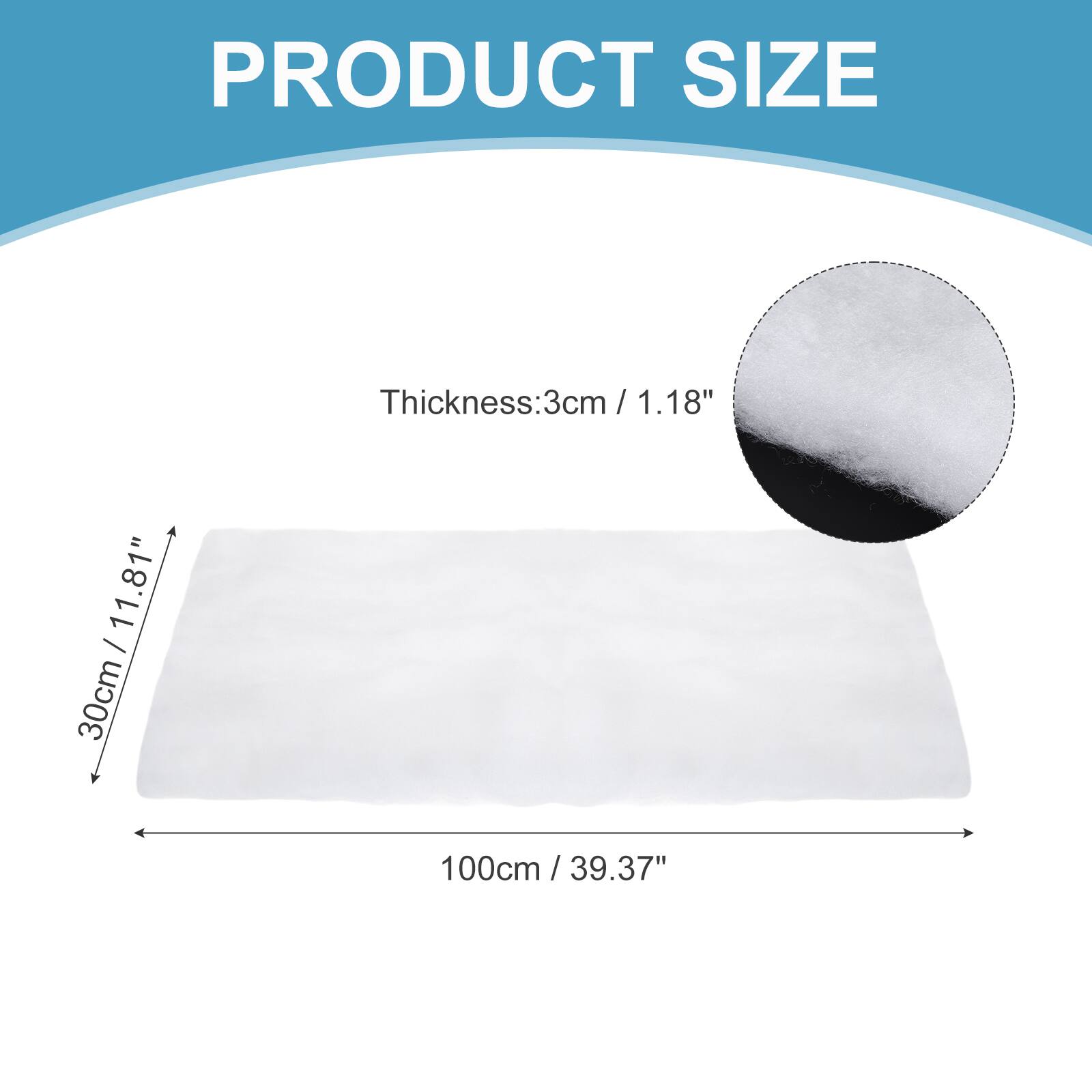 PRODUCT SIZE

11.81" 30cm / 11.81" 30cm

Thickness: 3cm / 1.18"

100cm / 39.37"