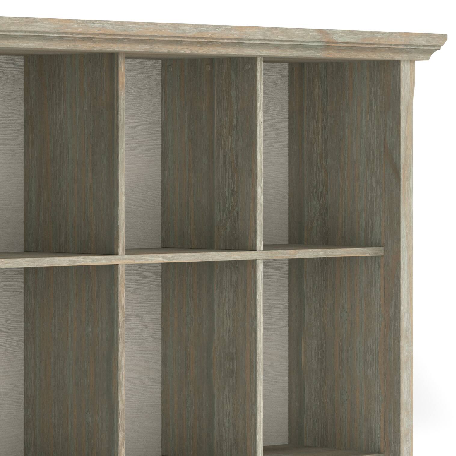 Alt View 12. Simpli Home - Acadian Rustic Wood 12-Shelf Bookcase - Distressed Gray.