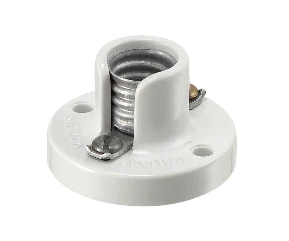 Leviton - Candelabra Base One-Piece Keyless Urea Lampholder Model 10028 - White