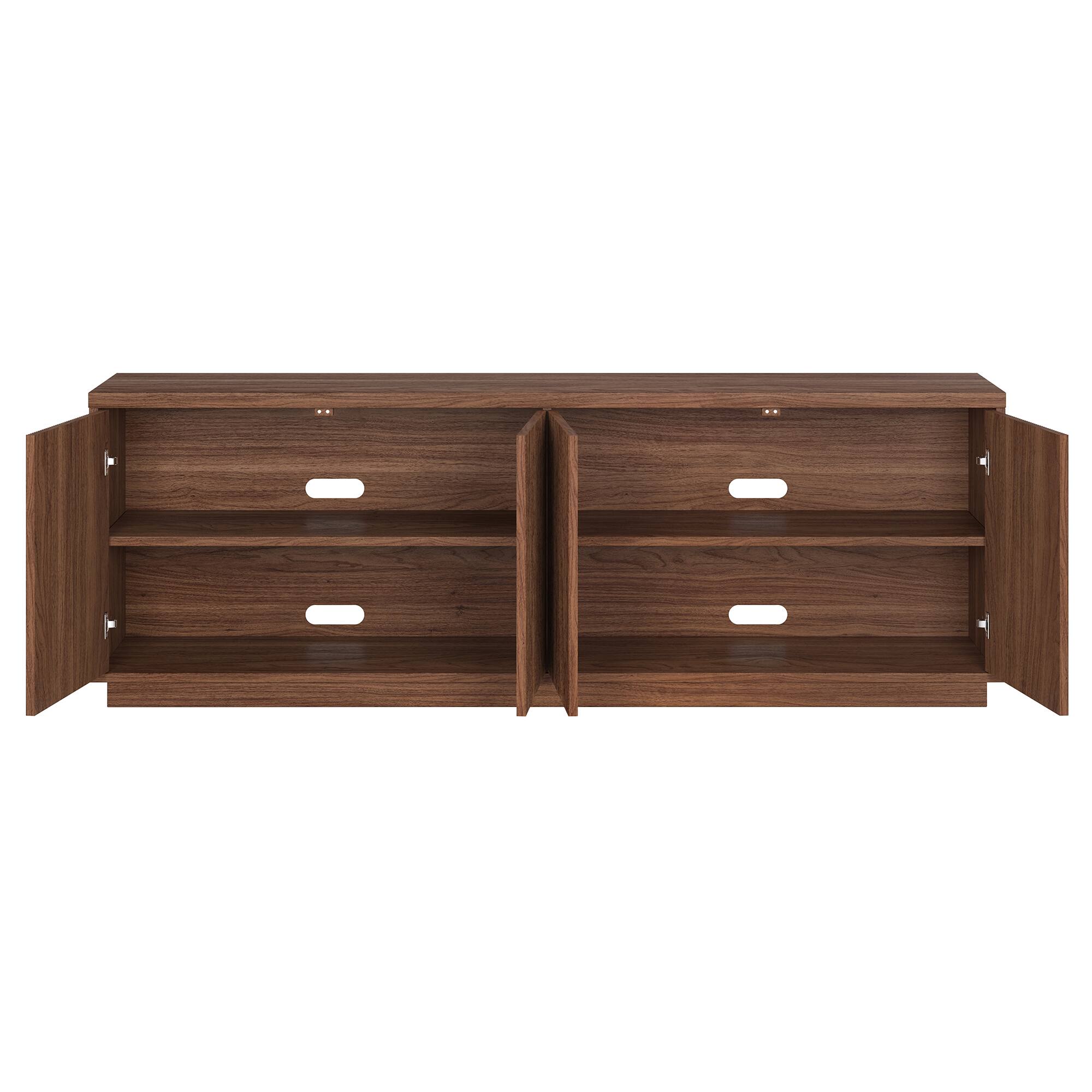 Alt View 1. Hudson&Canal - Hanson Rectangular Fluted TV Stand for TV's up to 75" in Satin Walnut - Satin Walnut.
