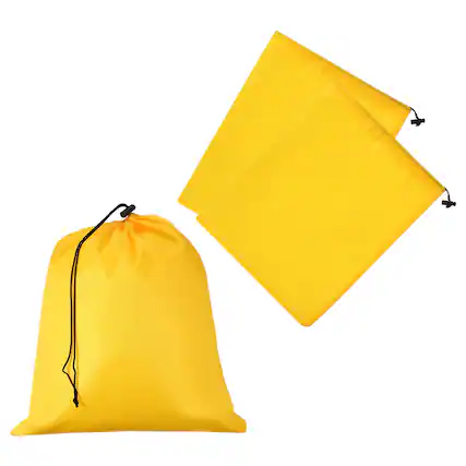 Front. Unique Bargains - Drawstring Stuff Sack with Toggle 14x16 Inch 3pcs Waterproof Travel Storage Pouch for Gym Hiking Yoga Office Shoes - Yellow.