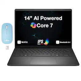 Dell - 14 DC14250 Laptop 14.0 WUXGA Display (Core 7 150U, 16GB, 512GB SSD, Win 11 Home) w/Dockztorm Wireless Mouse - Black