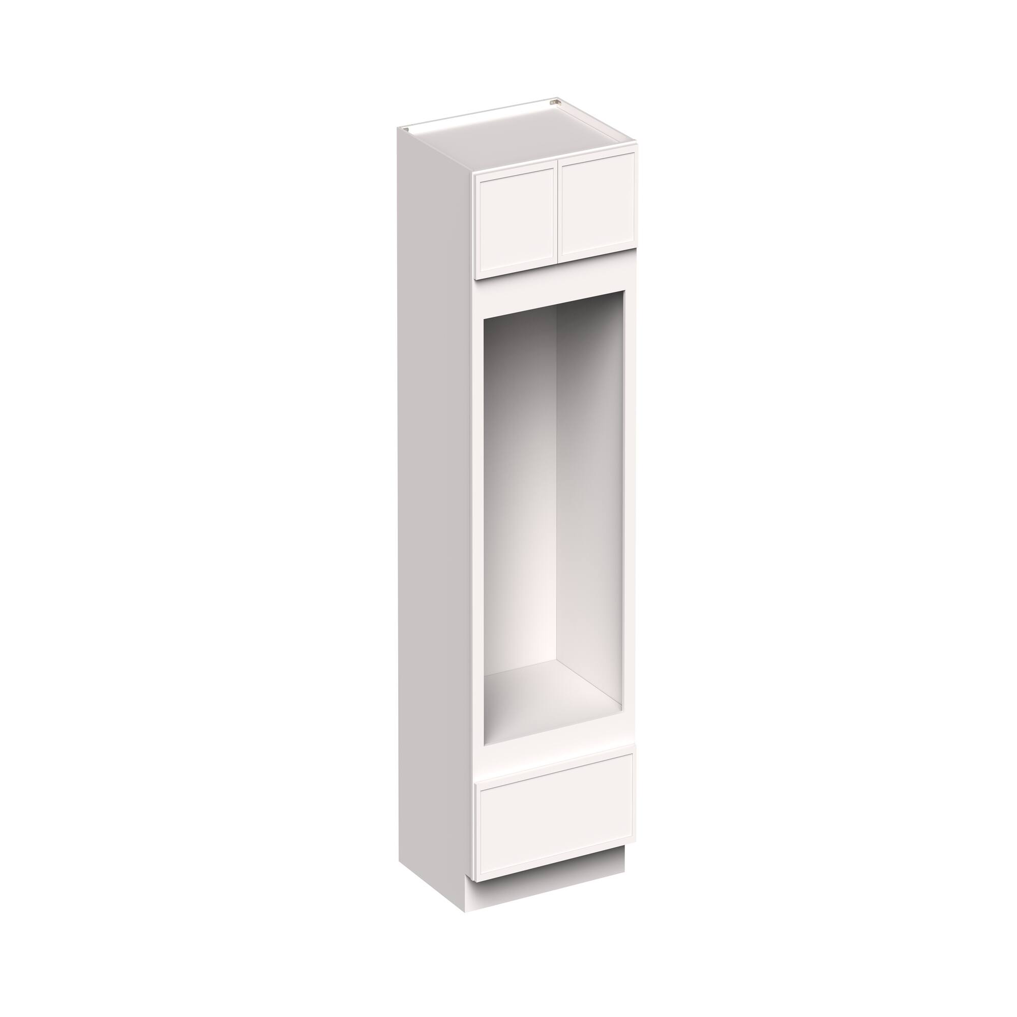 Angle. Boyel Living - 33-in W x 84-in H x 27-in D Slim Shaker RTA Kitchen Double Oven Cabinet with Soft-Close - Snow White.