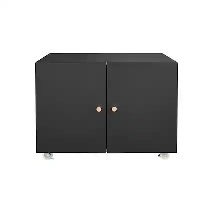 Front. Boyel Living - Office Furniture Copier Cabinet 2 Door Steel Copier Stand Mobile Pedestal Filing Storage Cabinet - Black.