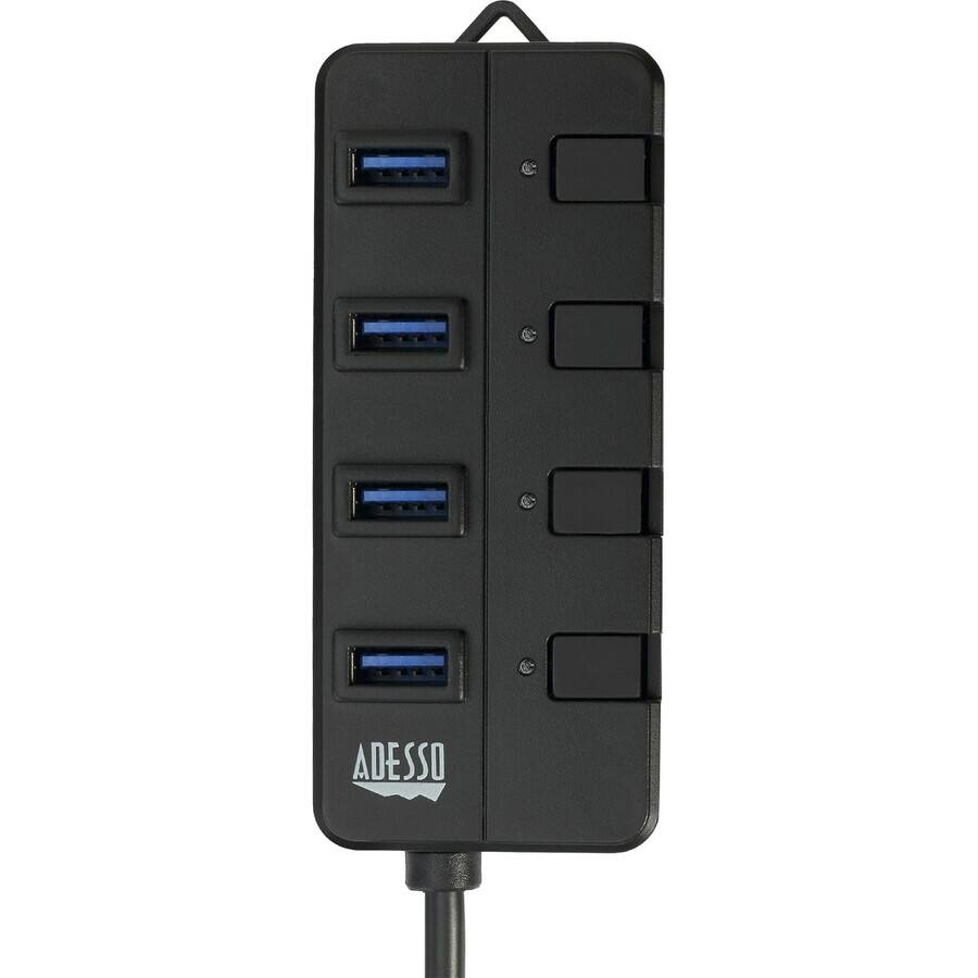 Alt View 2. Adesso - Adesso 4-ports USB 3.0 Hub - USB - External - 4 USB Port(s) - 4 USB 3.0 Port(s) - PC, Mac - Black,Gray.