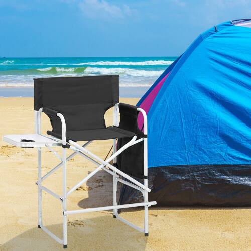 Alt View 9. Winado - 26in Directors Chair Seat Folding with Side Table Storage Bag Bar Height Portable Makeup Artist Chair for Indoor Outdoor - Black.