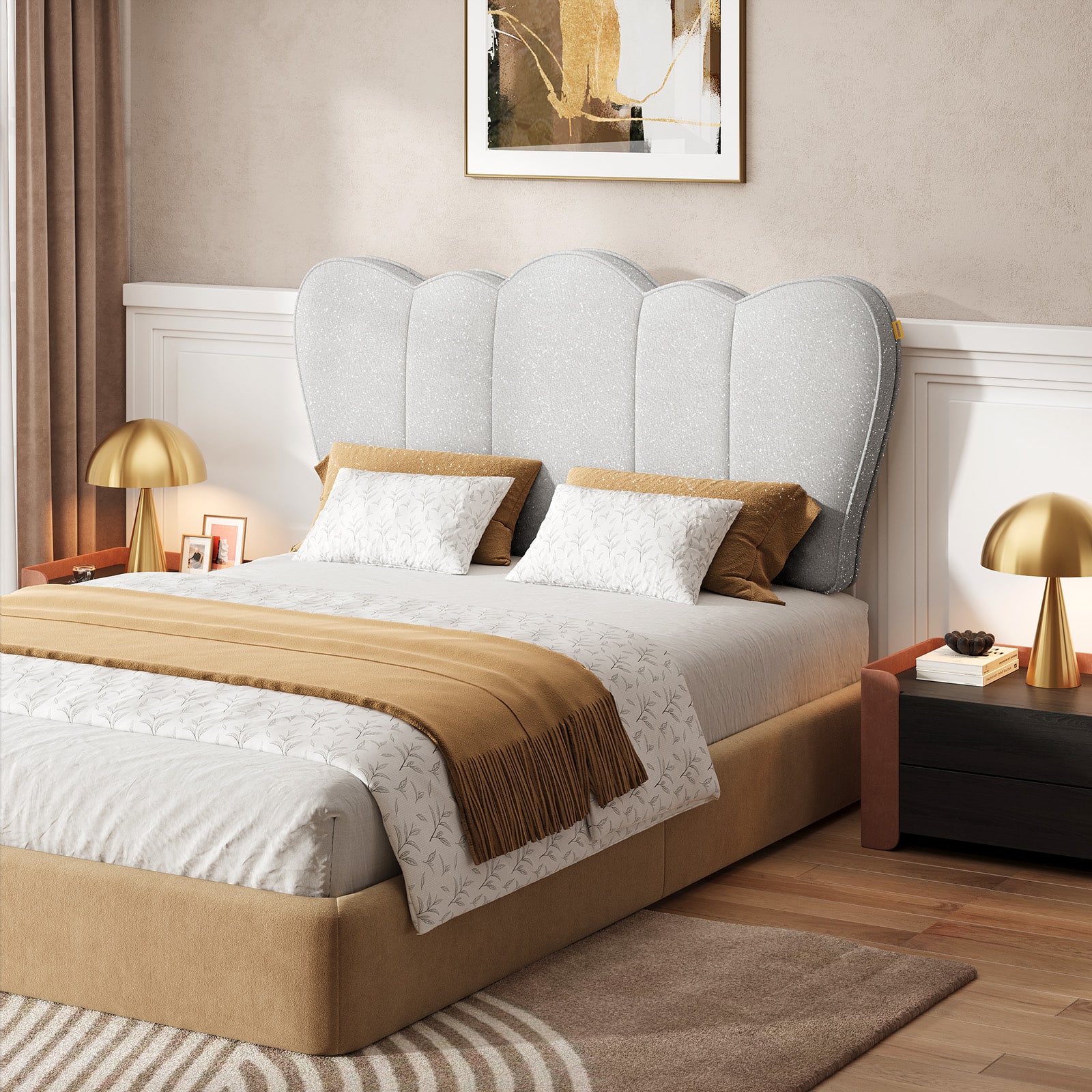 Pinmoco - Upholstered Headboard Ergonomic Fabric Headboard Suitable for 8-14 inch Mattress - Sliver-Grey