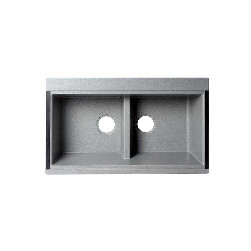 Alt View 4. Alfi - ALFI brand 33 Granite Composite Workstation Step Rim Double Bowl Undermount Sink - Grey.