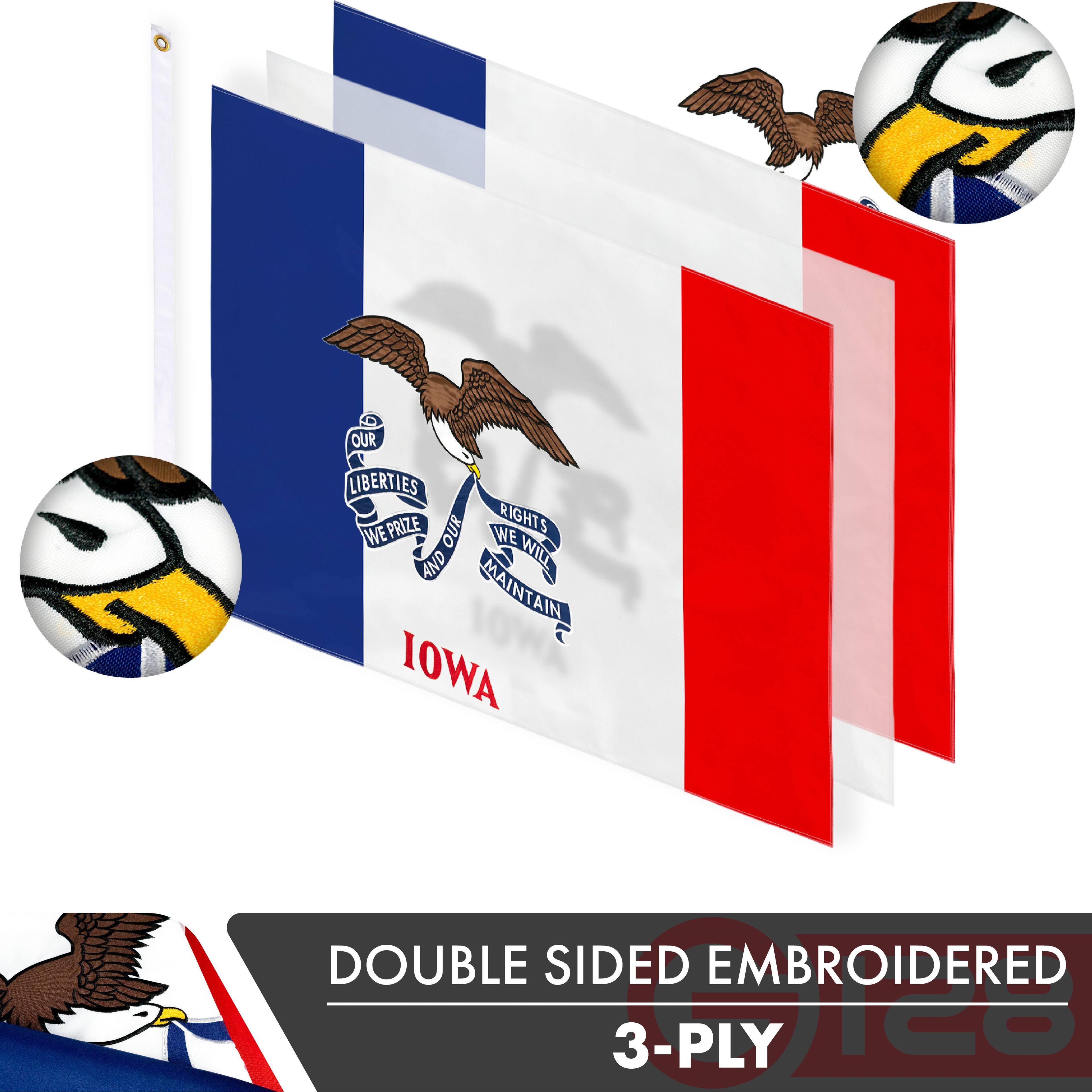 OUR LIBERTIES PRIZE OUR RIGHTS WE AND WE WILL MAINTAIN IOWA DOUBLE SIDED EMBROIDERED 3-PLY