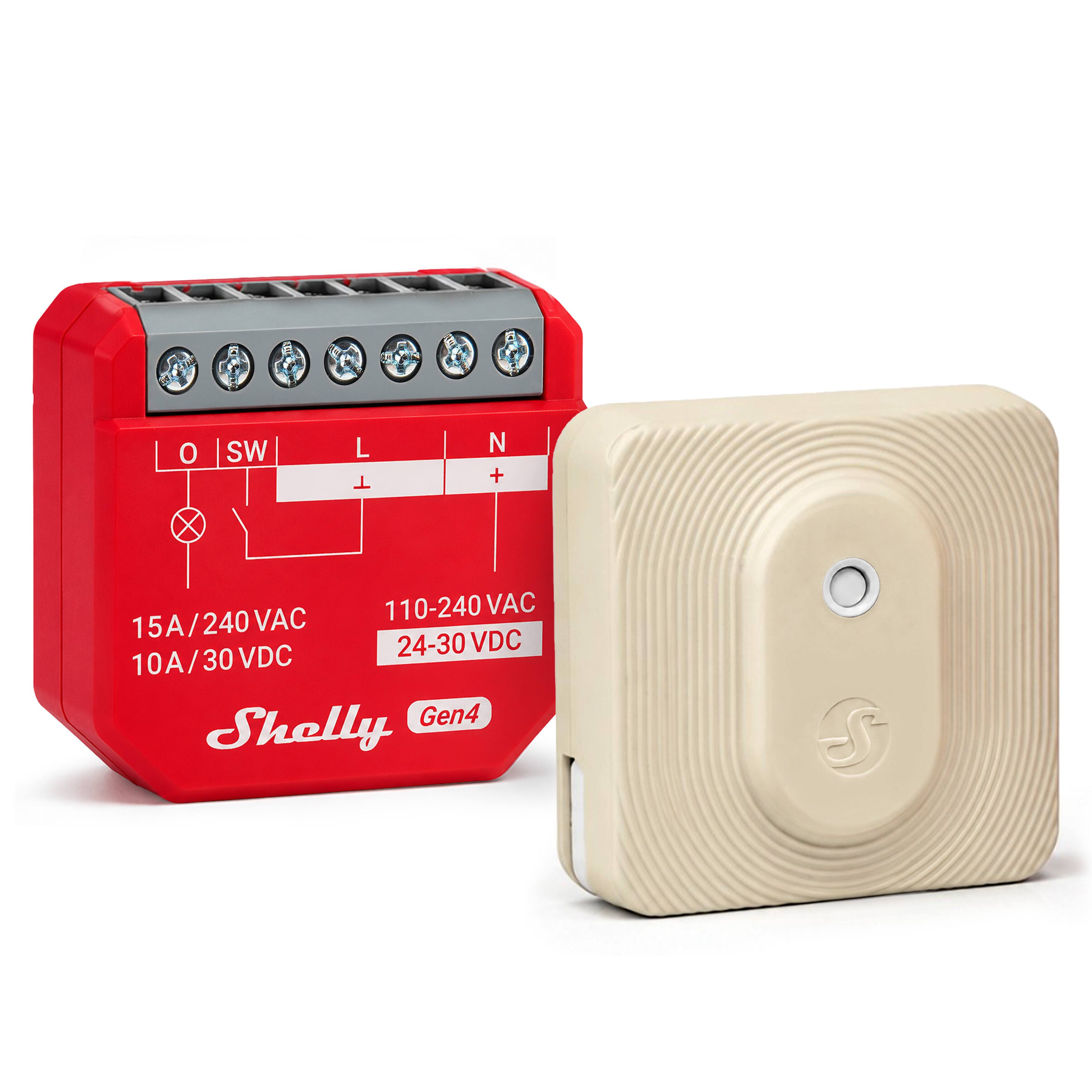 O SW L N +  
110-240 VAC 15A/240VAC 24-30V VDC 10A/30VDC Gen4 Shelly