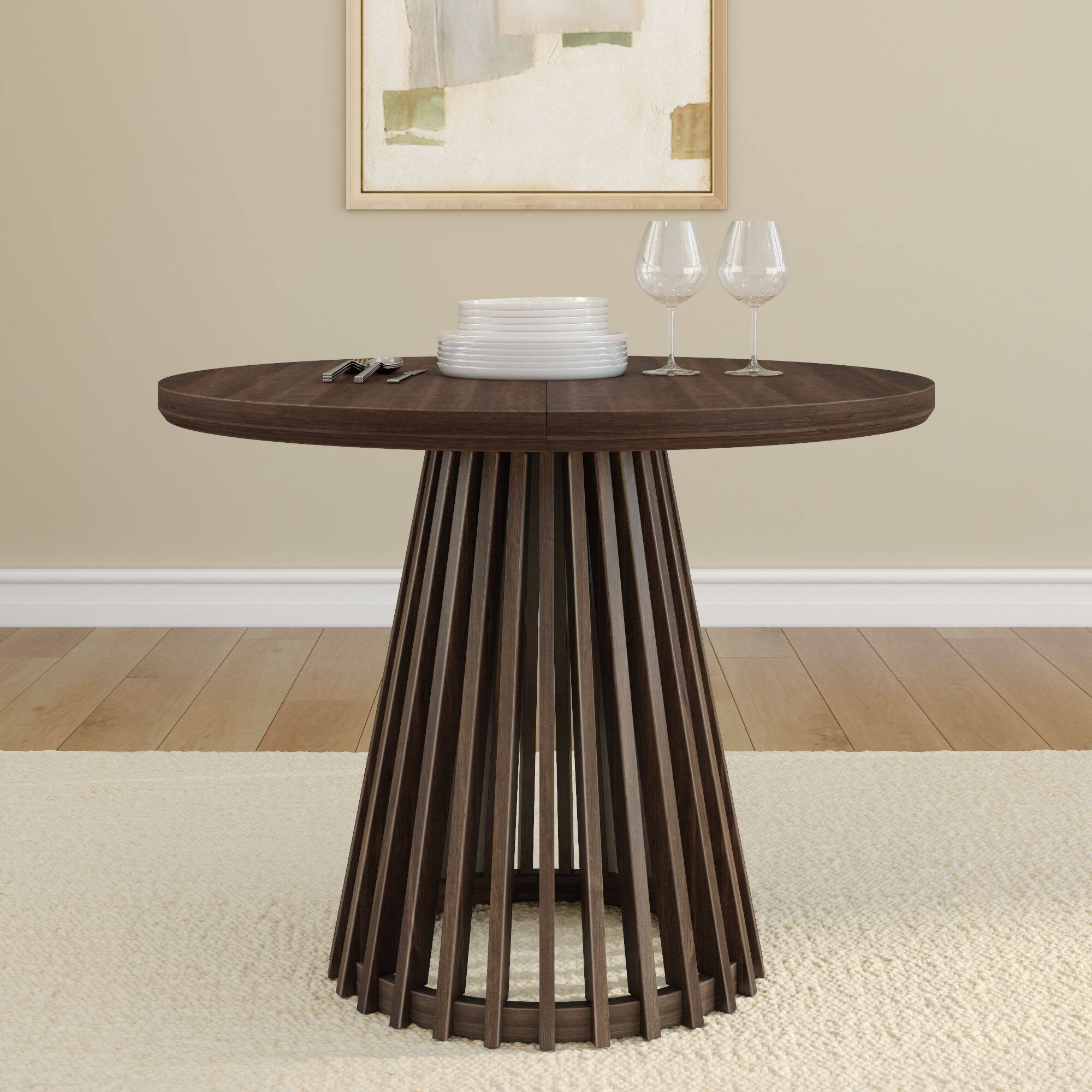 Alt View 1. Plank+Beam - Lido Round Dining Table (38in / 966mm)|| Walnut - Walnut.