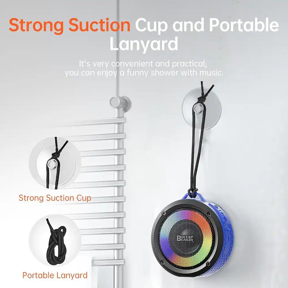 Strong Suction Cup and Portable Lanyard

It's very convenient and practical, you can enjoy a funny shower with music.

Strong Suction Cup

Portable Lanyard