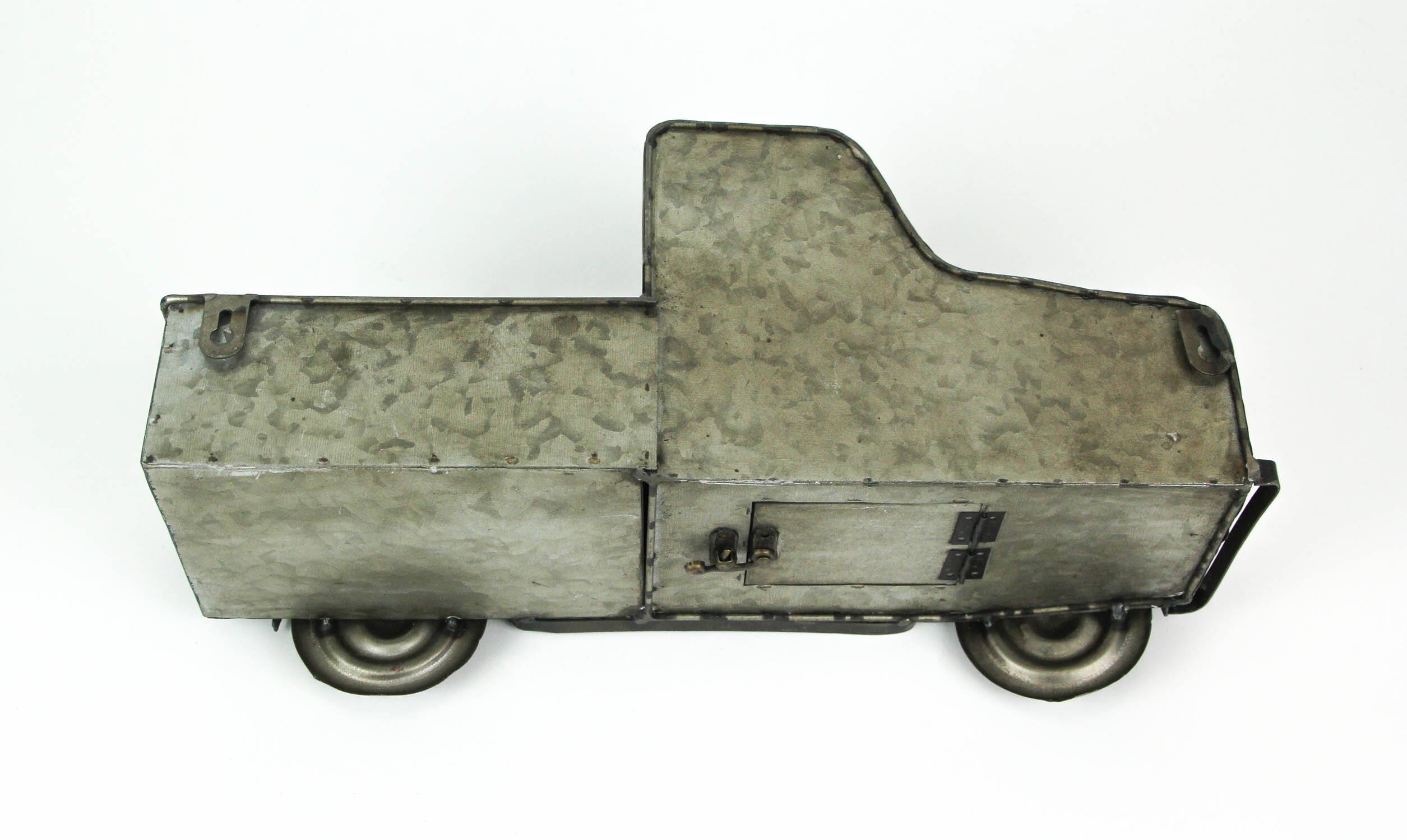 Alt View 2. Zeckos - Rustic Distressed Metal Retro Pickup Truck Hanging Birdhouse - Black.