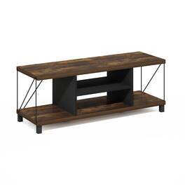 Furinno - Besi No Tools Assembly Industrial Style TV Stand, Entertainment Center for 50 inch TV - Amber Pine/Black