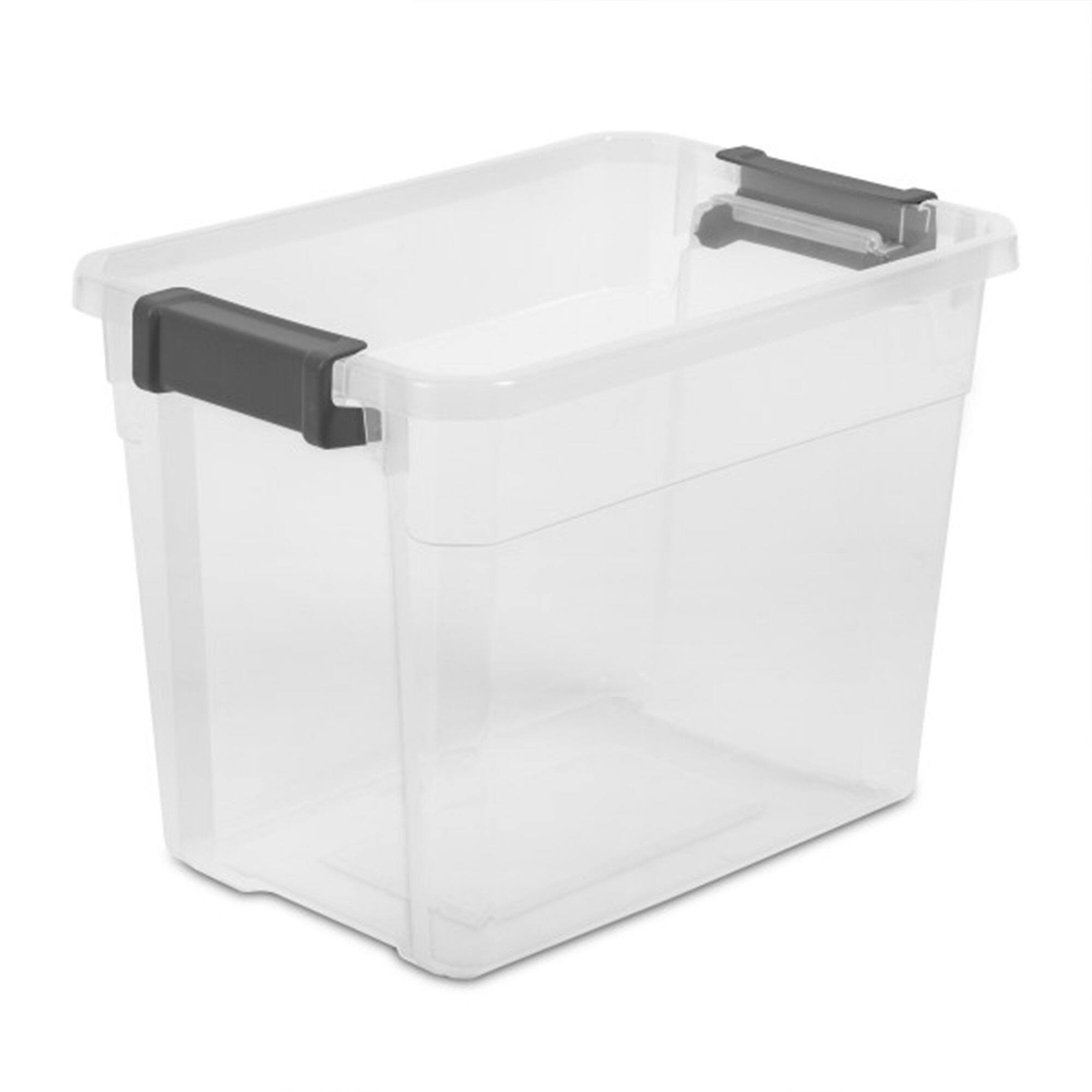 Alt View 8. Sterilite - Sterilite 30 Qt Clear Plastic Stackable Storage Bin with Grey Latch Lid, 6 Pack - Clear.