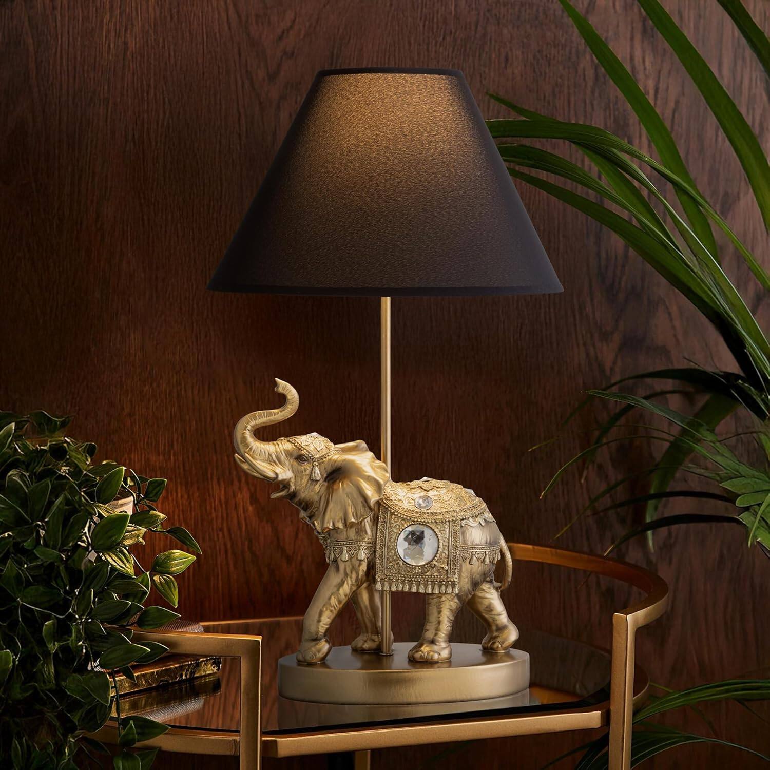 Alt View 1. FC Design - FC Design Hand Painted Detailed 18.5"H Thai Elephant Lamp Decorative Table Lamp – Stylish Decor & Gift Idea.