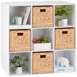 Best Choice Products - 9-Cube Bookshelf, 11in Display Storage Organizer w/ 3 Removable Back Panels - White