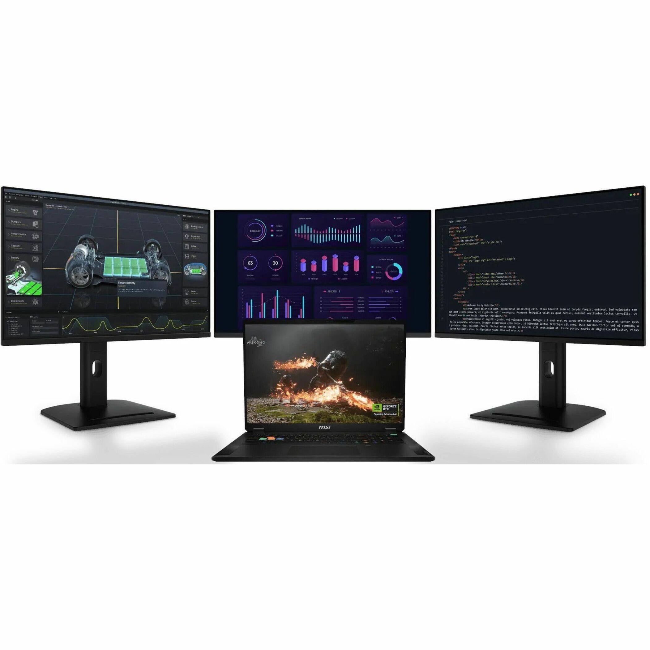 Alt View 22. MSI - 18" Gaming Laptop 3840 x 2400 - AMD Ryzen AI 9 HX 370 with 64GB Memory - GeForce RTX 5080 - 2 TB SSD - Midnight Black, Black.