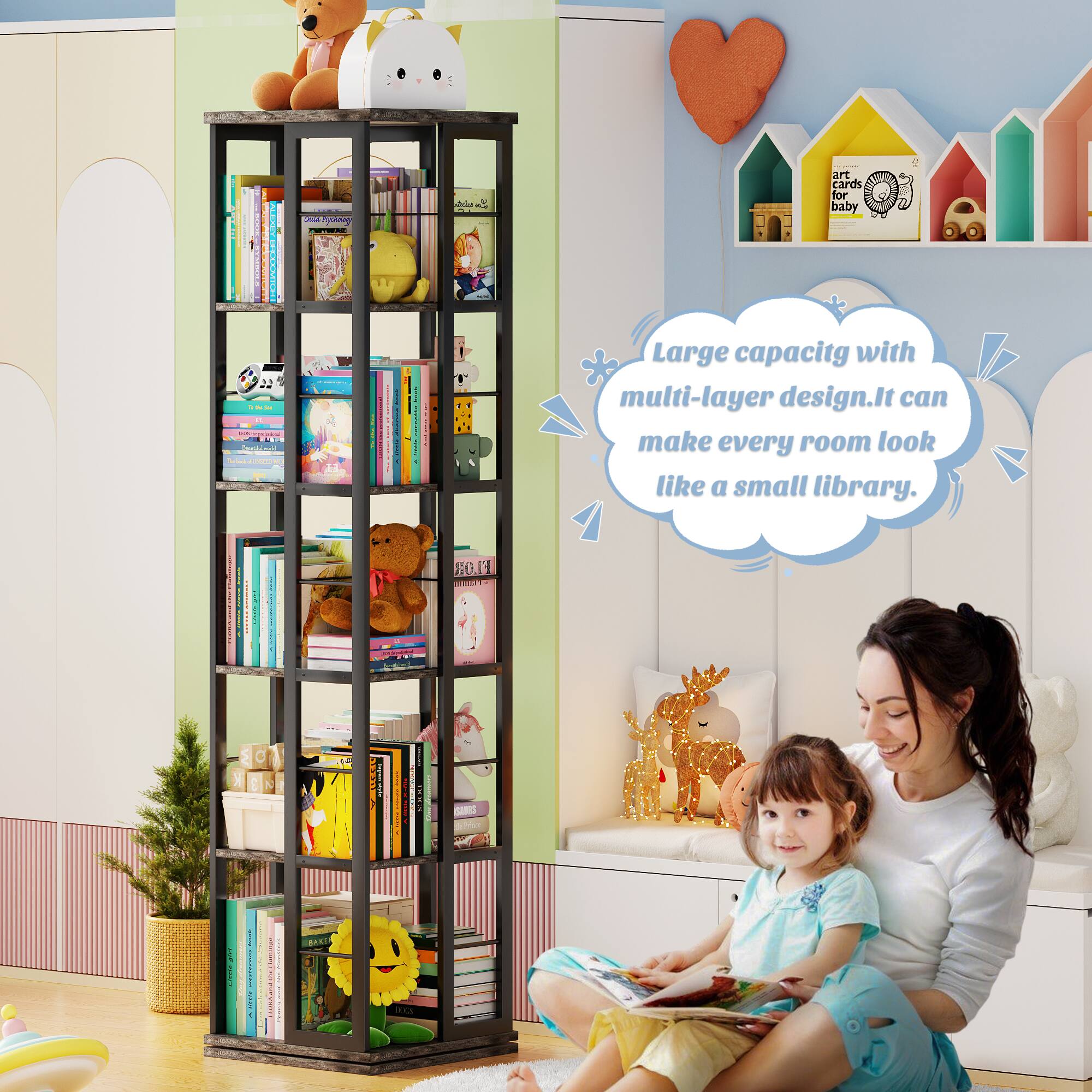 - 1 PA L  
art cards for baby  

Large capacity with multi-layer design. It can make every room look like a small library.
