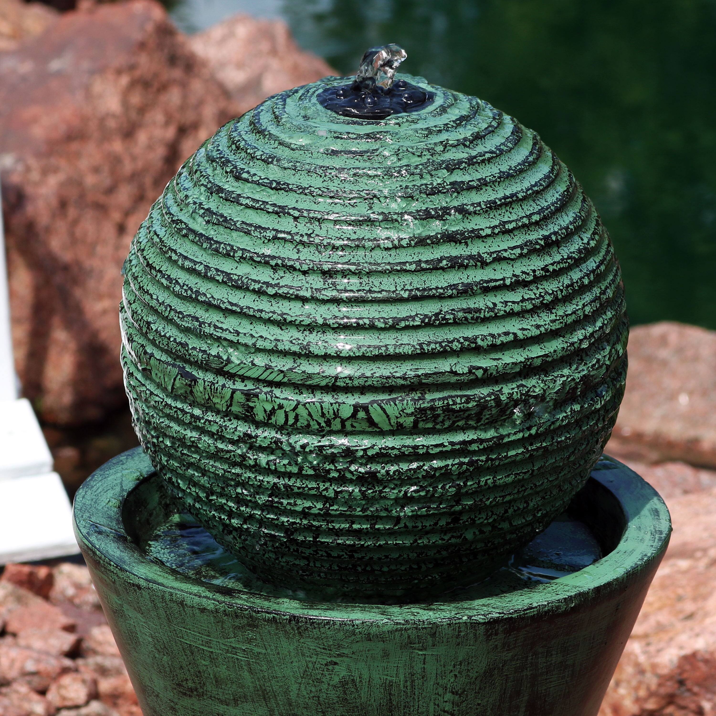 Alt View 5. Sunnydaze - Desert Spring Solar Water Fountain with Battery/Pump - 30 in - Green.