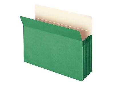 Front. Smead -  Paper Stock File Pocket, 5.25" Expansion, Letter Size, Green  - Green.