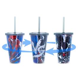 Marvel - Spider-Man Vs. Venom Carnival Cup With Lid and Straw | Holds 20 Ounces - Black