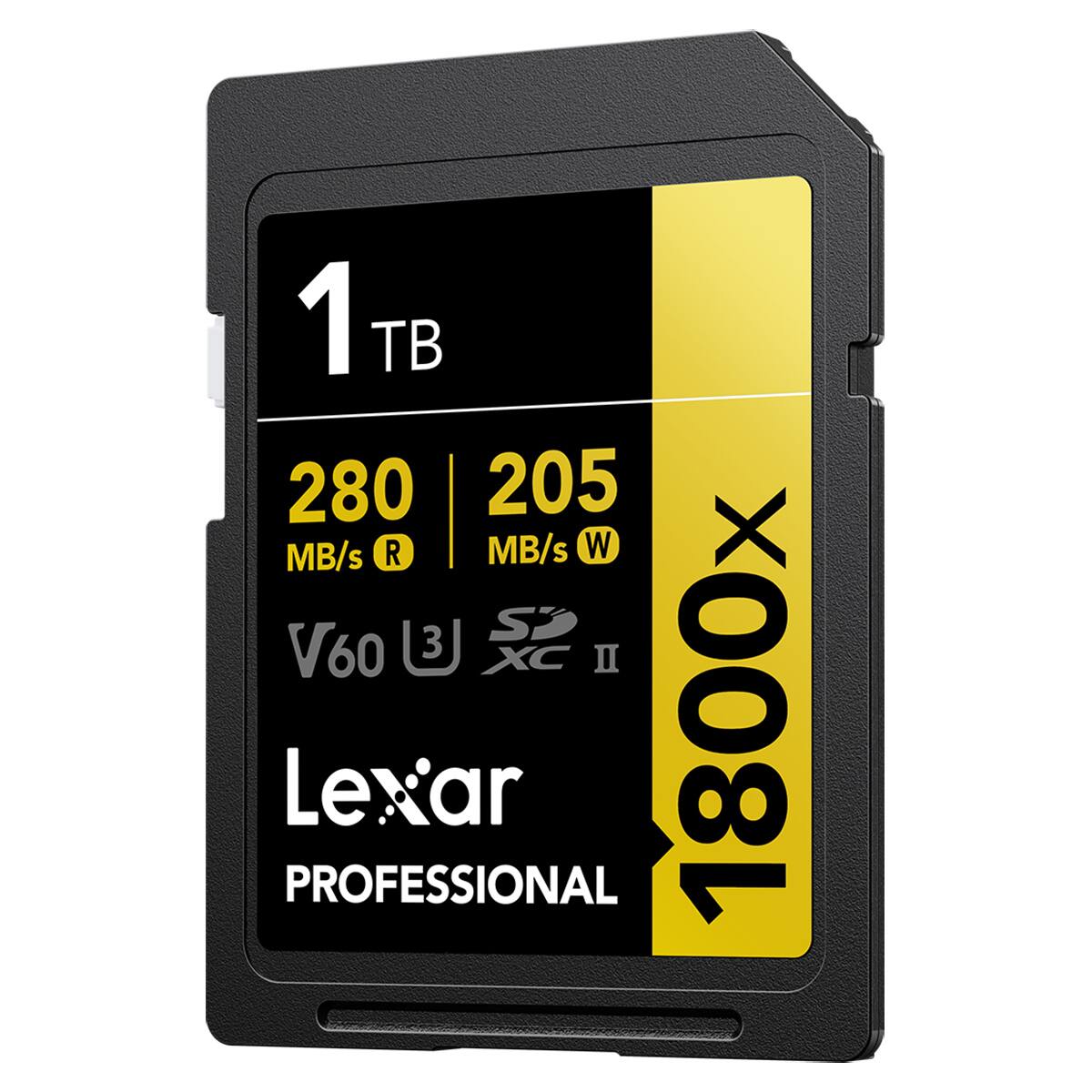 1 TB 280 MB/s R 205 MB/s W V60 XC II 1800x Lexar PROFESSIONAL