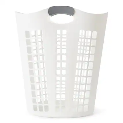 Front. Gracious Living - Gracious Living Easy Carry Flex Hamper, Ventilated Laundry Basket with Handles - White.