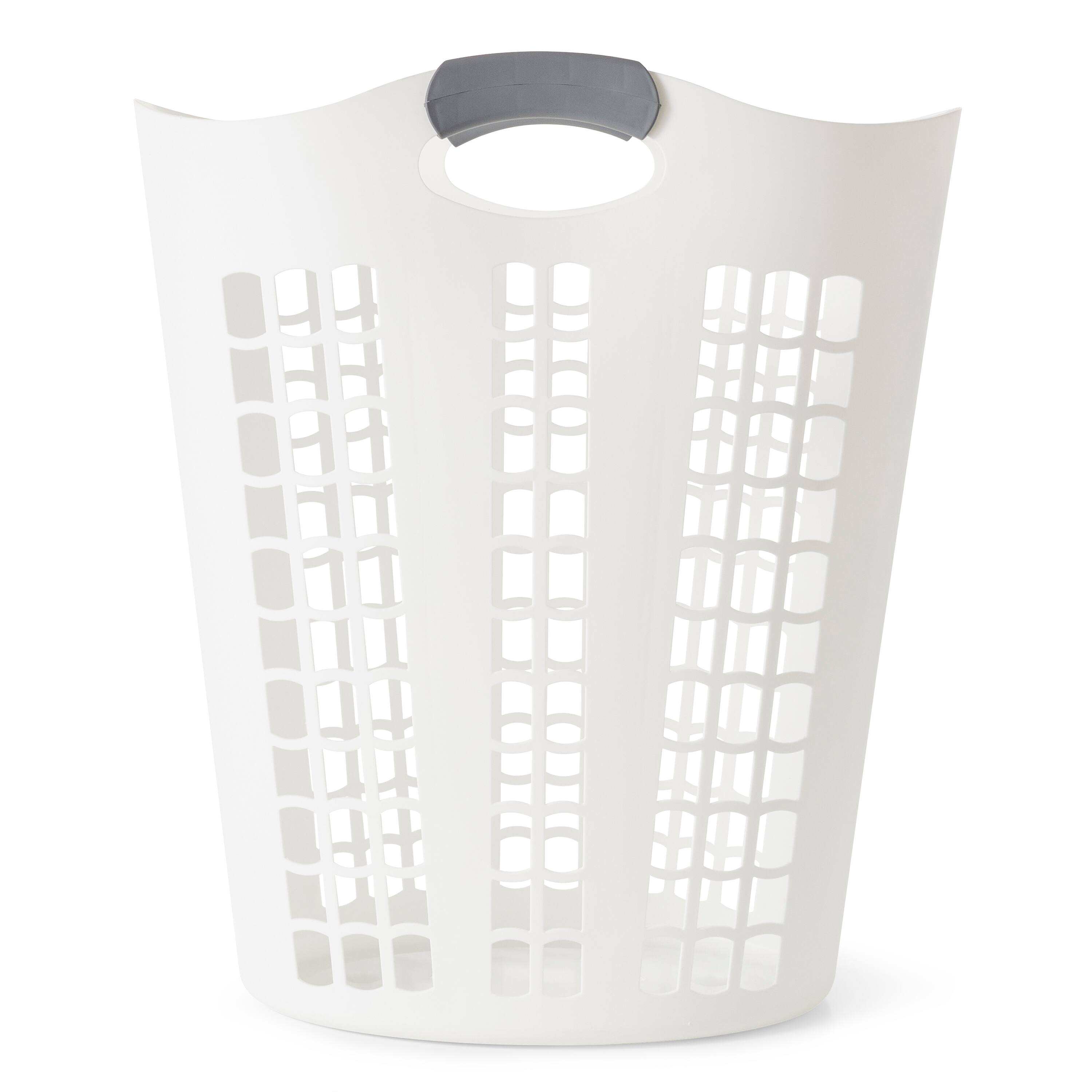 Gracious Living - Easy Carry Flex Hamper, Ventilated Laundry Basket with Handles - White