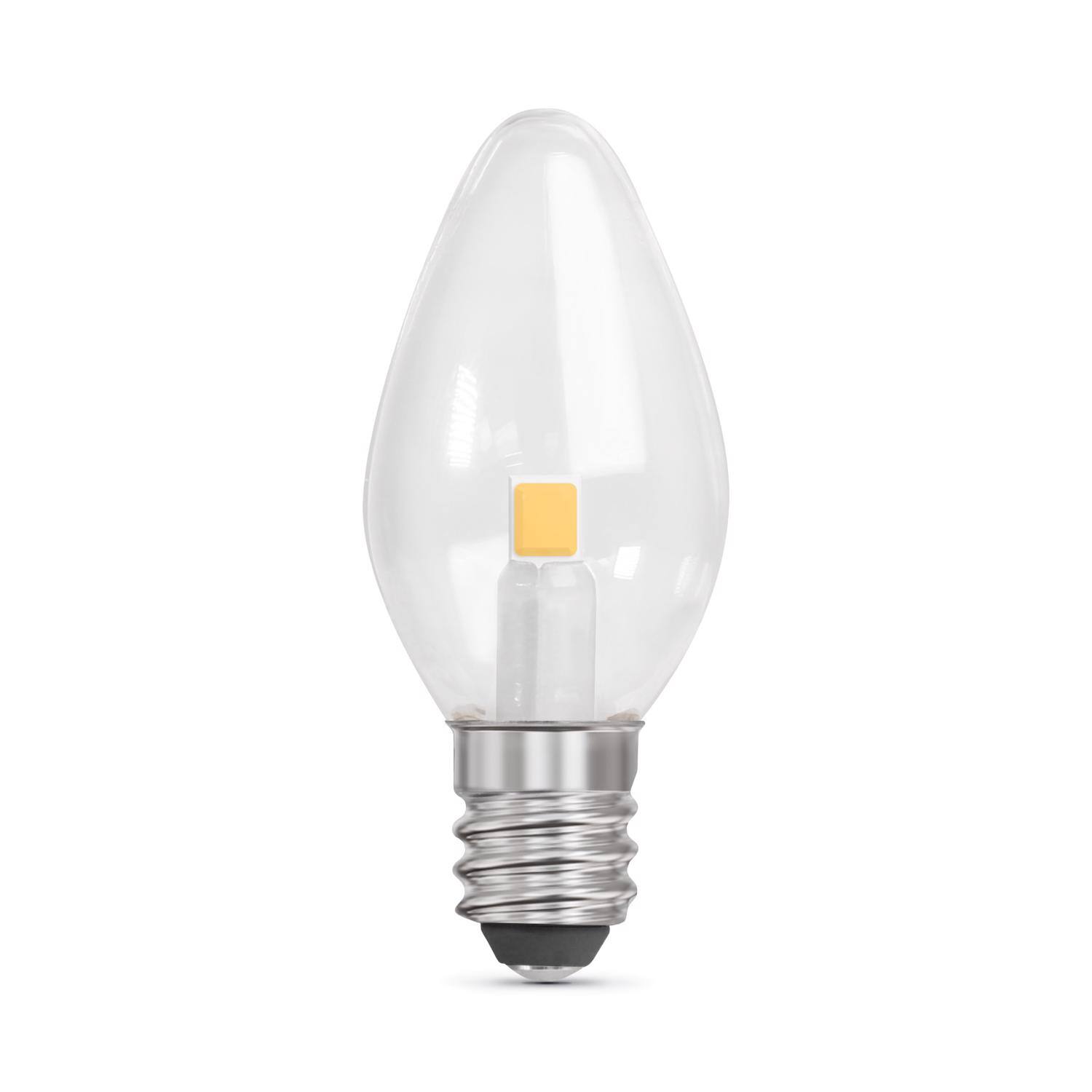 Angle. FEIT ELECTRIC - Feit C7 E12 (Candelabra) LED Bulb Daylight 7 Watt Equivalence 4 pk.