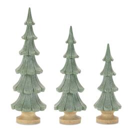 BreeBe - Glittered Pine Tree (Set of 3) - Green, Beige