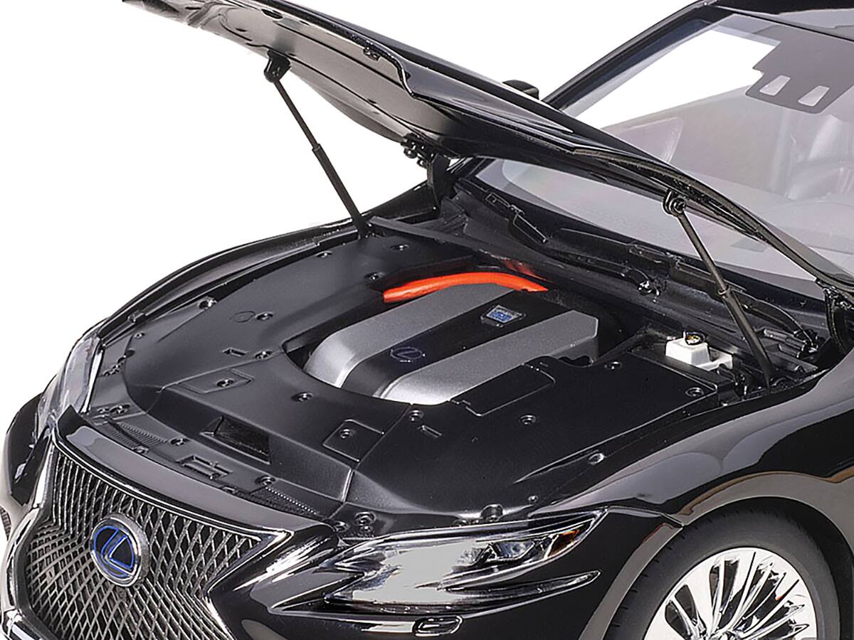 Angle. Autoart - Lexus LS 500h Black with Black Interior 1/18 Model Car by Autoart - Black.