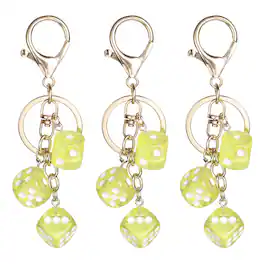 Unique Bargains - 3pcs Lucky Dice Keychain Charm, Resin 3D Cube Mini Dice Keyrings Holder w/ 3 Pendants for Bag, Wallet, Purse, Car, Phone - Light Yellow