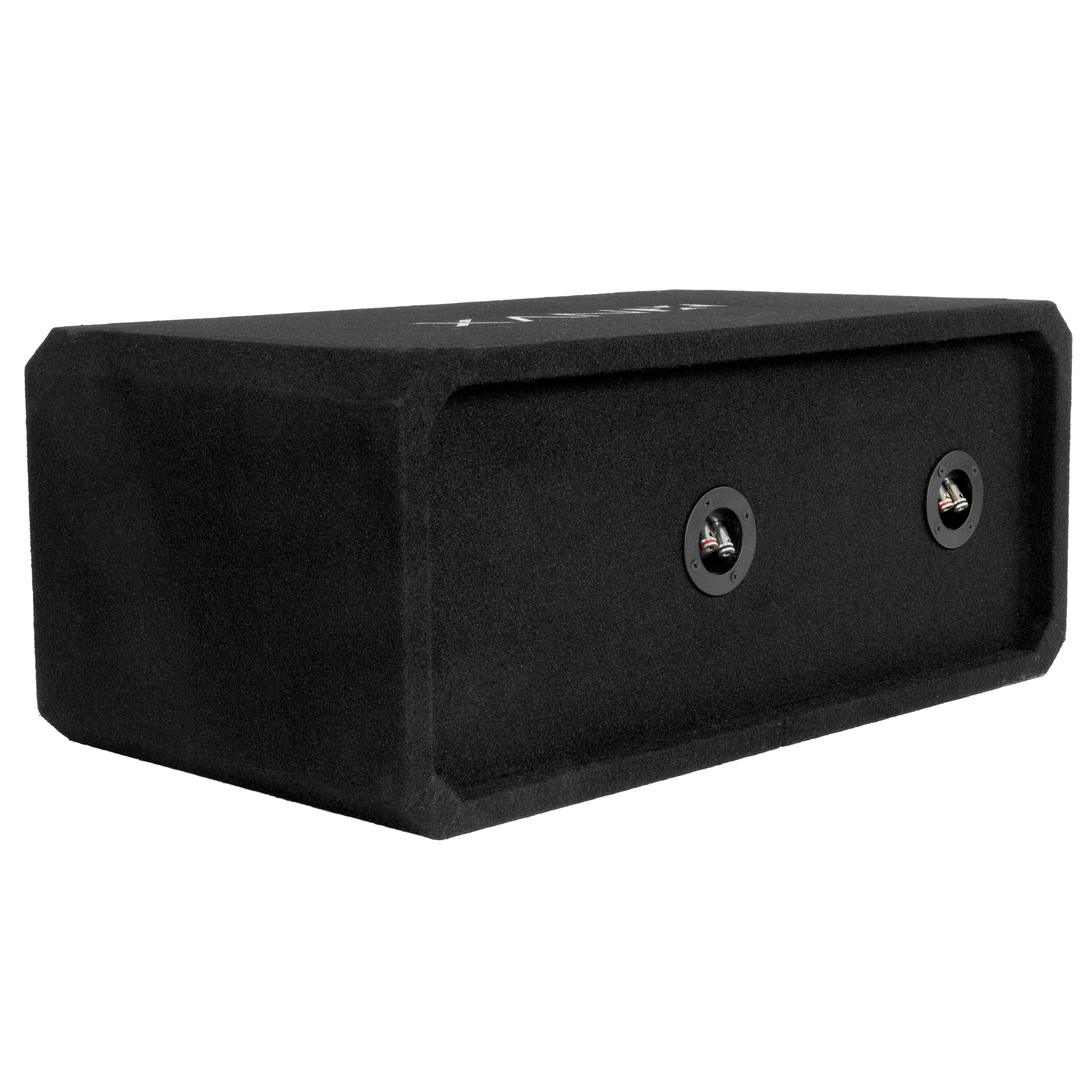Alt View 1. NVX - NE82P Dual 8" Slot Ported 3/4" MDF Subwoofer Enclosure.