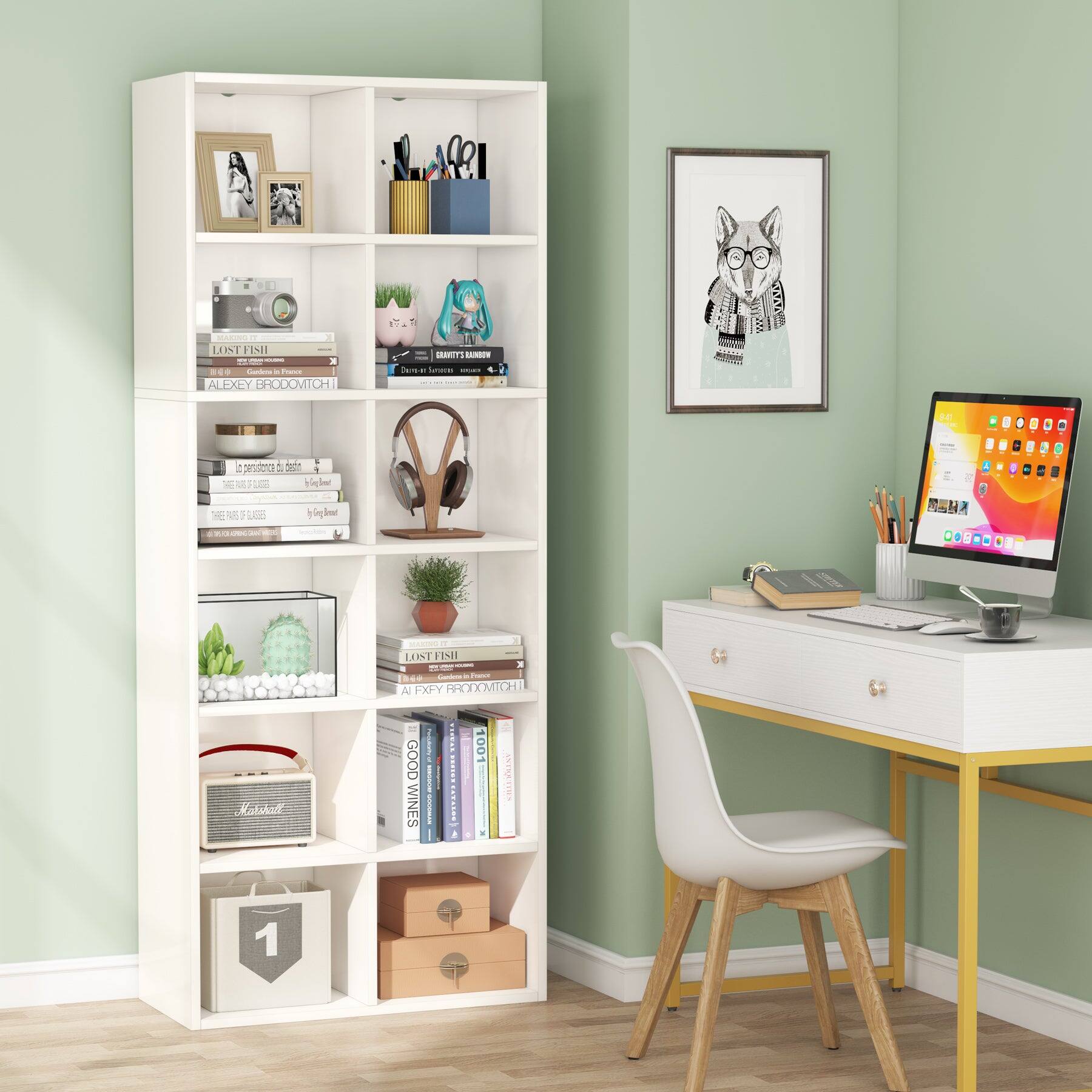 Tribesigns Modern Bookshelf with Storage Shelves and Space Saving ...