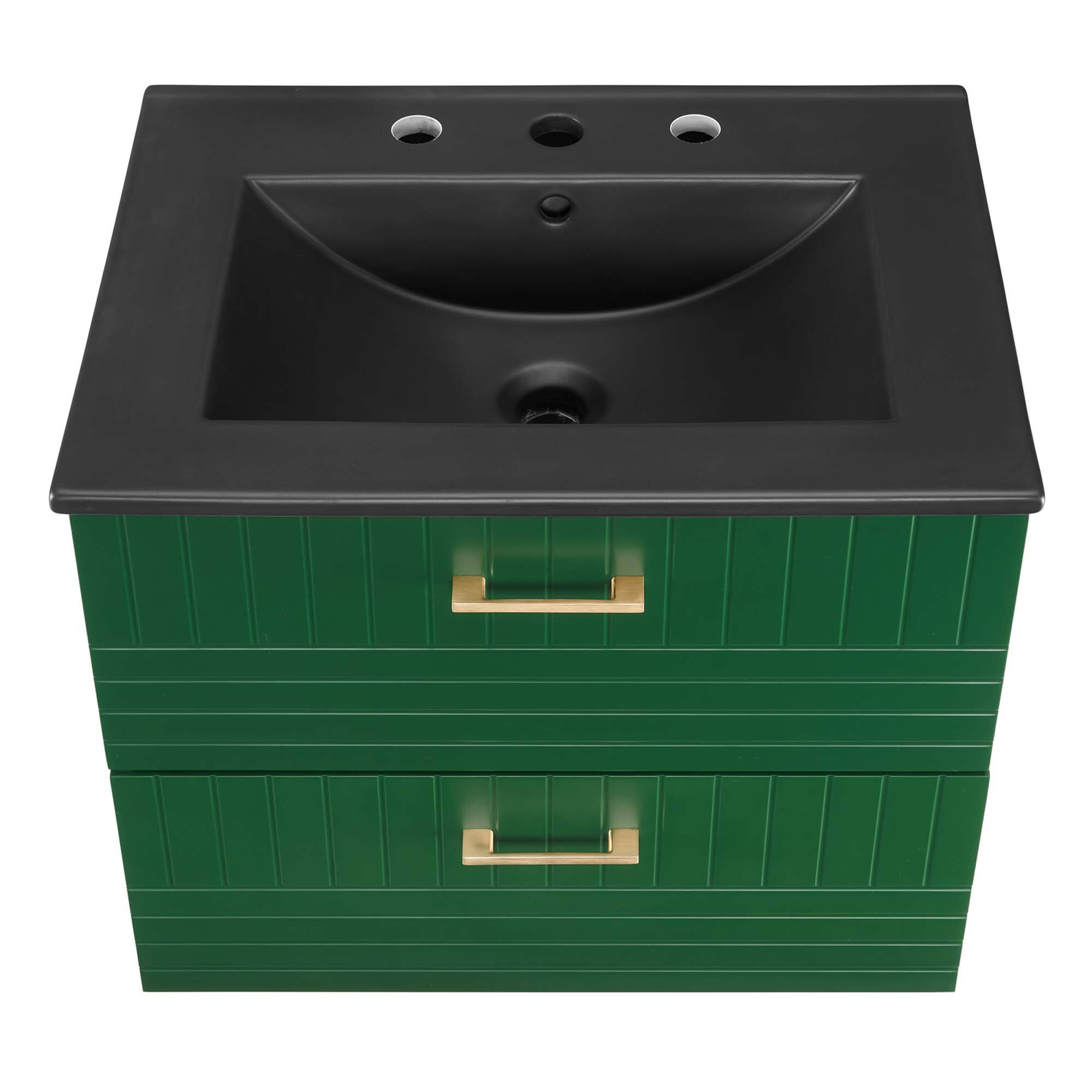 Alt View 4. Modway - Daybreak Wall-Mount Bathroom Vanity Basin Included by Modway - Green Black.
