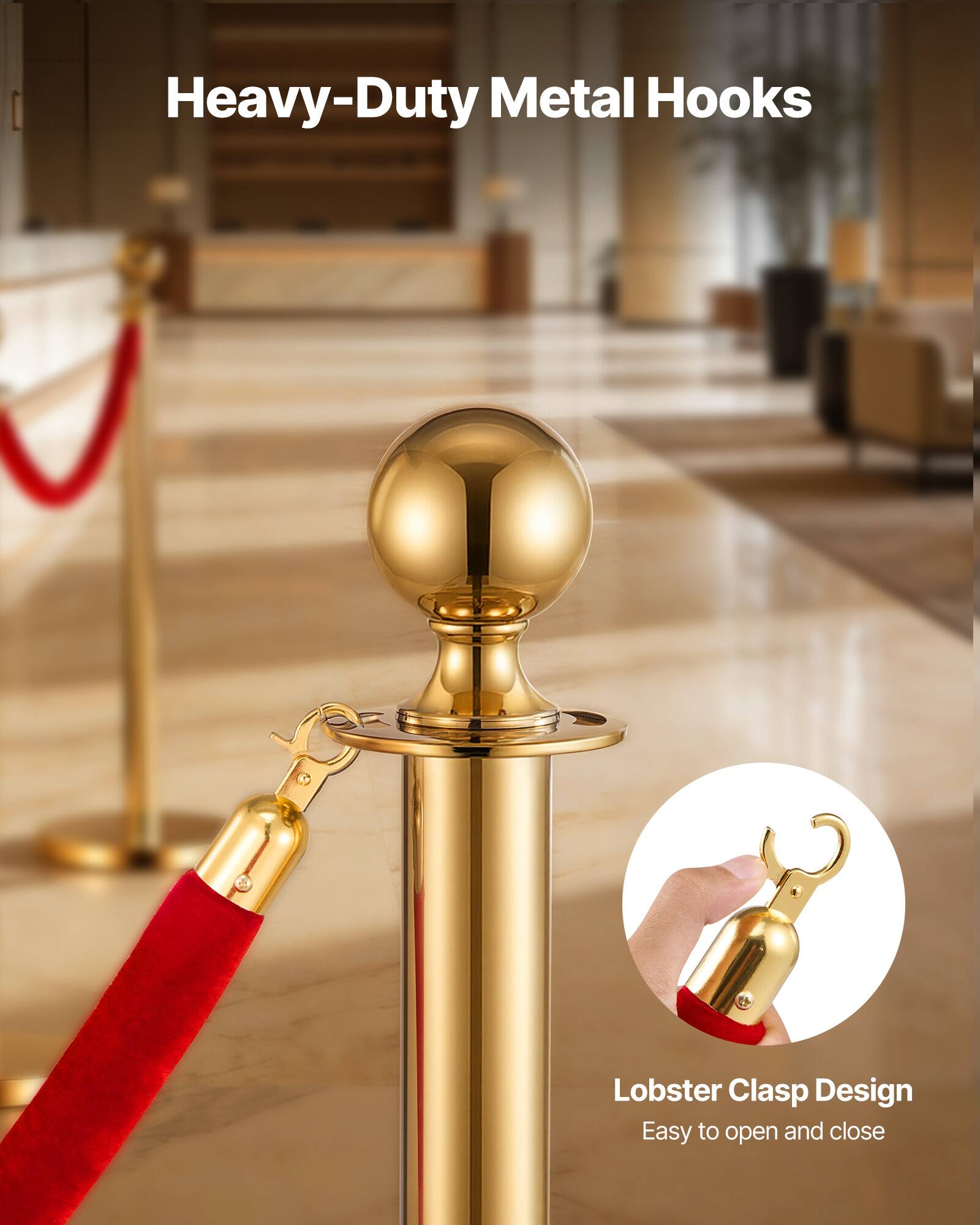 Heavy-Duty Metal Hooks  
Lobster Clasp Design  
Easy to open and close