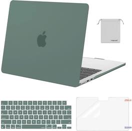 mosiso - Case for 13-inch MacBook Air M5 A3449 M4 A3240 M3 A3113 M2 A2681 with Keyboard Cover Screen Protector and Pouch - Emerald Green