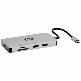 Eaton Tripp Lite Series USB-C Dock, Dual Display - 4K 60 Hz HDMI, USB 3.x (5Gbps) Hub Ports, GbE, Memory Card, 100W PD