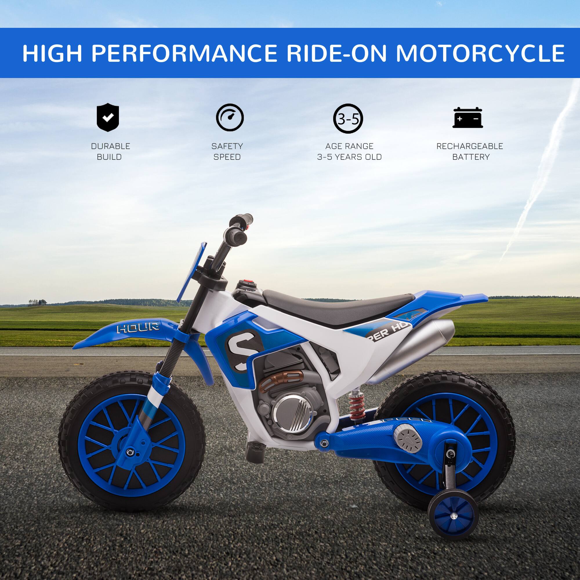 HIGH PERFORMANCE RIDE-ON MOTORCYCLE

- DURABLE BUILD
- SAFETY SPEED
- AGE RANGE 3-5 YEARS OLD
- RECHARGEABLE BATTERY