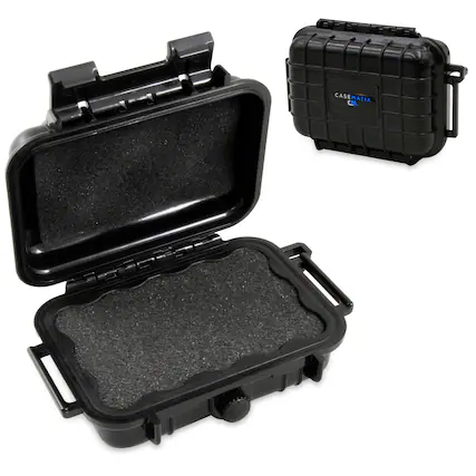 Front. CASEMATIX - Waterproof Crypto Hardware Wallet Case Compatible with Up to Two Ledger Nano S Plus in Customizable Foam.