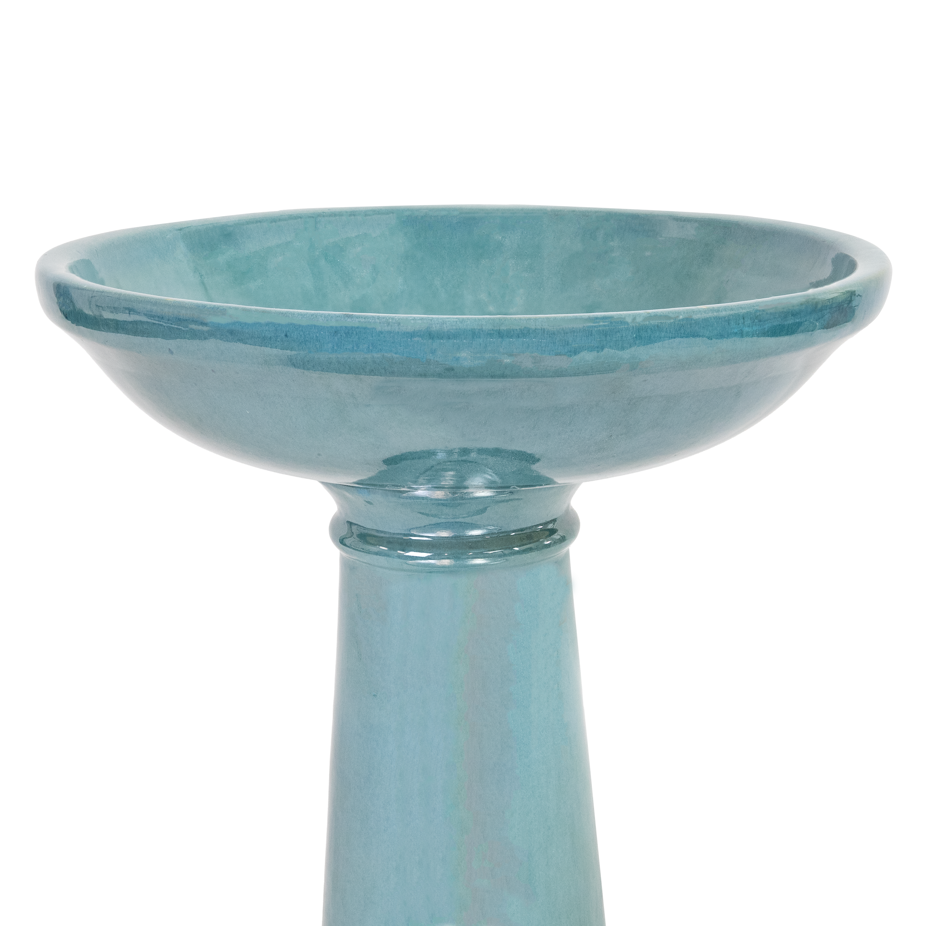 Alt View 9. Sunnydaze - Calais Ceramic Outdoor Bird Bath - 25” H - Jade.