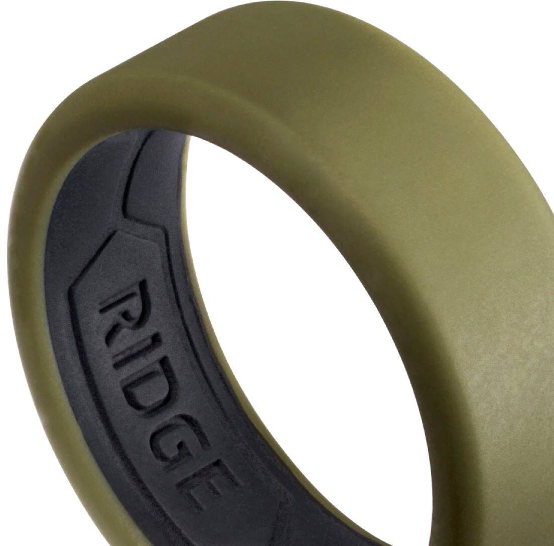 Left. The Ridge Wallet - 8MM SILICONE RING SET - Size 9 - Matte Olive.