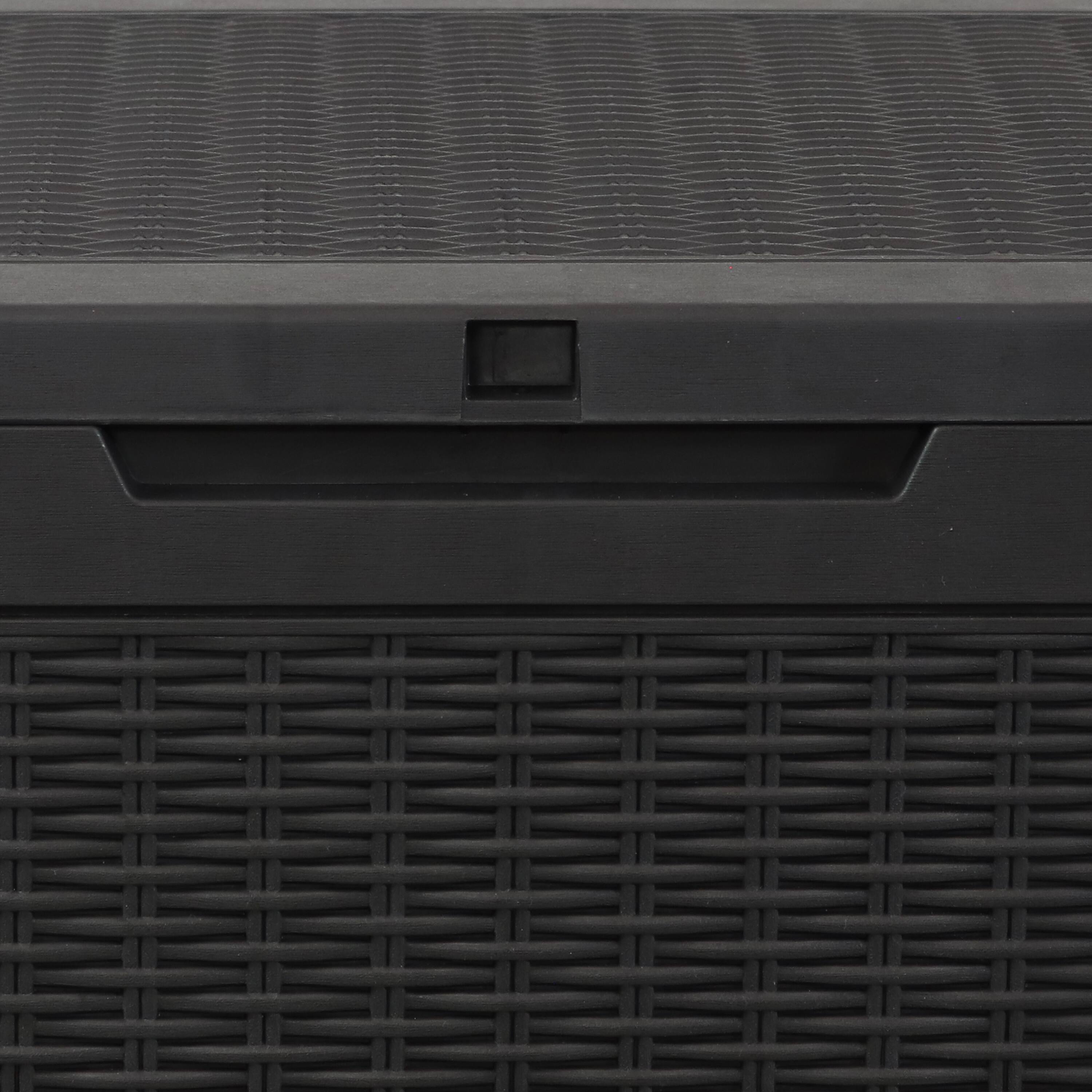 Alt View 8. Sunnydaze - 100 gal Faux Rattan Patio Storage Box with Handles - Phantom Gray.