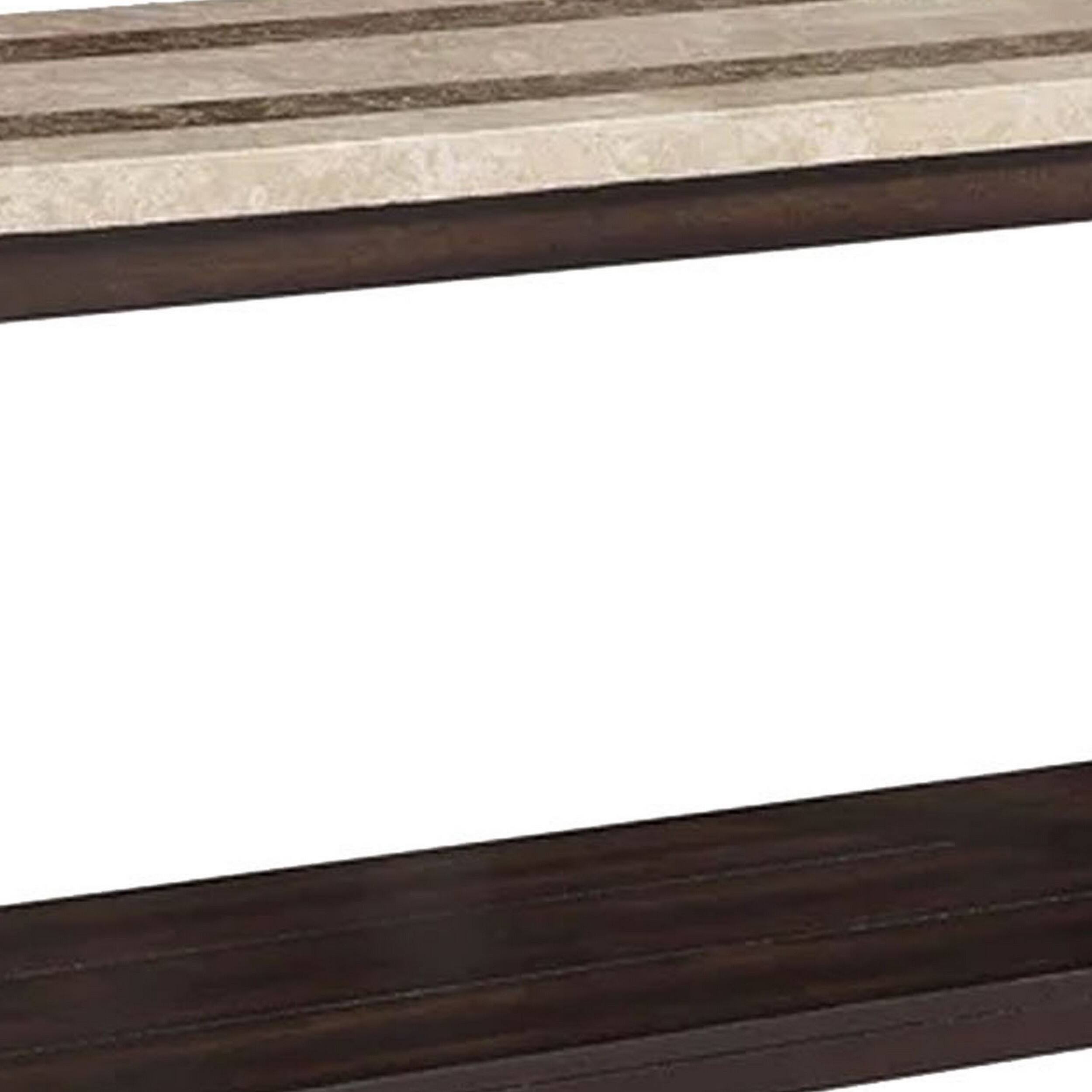 Alt View 2. Manhattan Lane - Cora 48 Inch Console Sofa Table, Faux Marble, Block Legs, Espresso Brown - Brown.