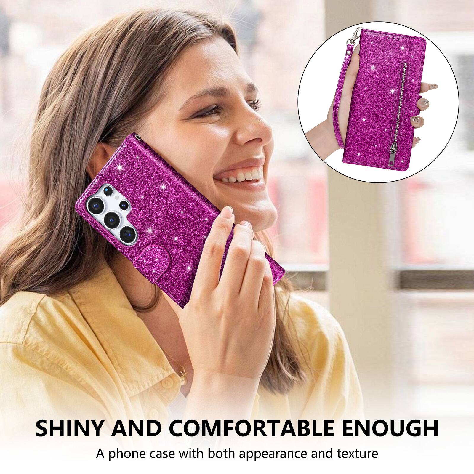 SHINY AND COMFORTABLE ENOUGH  
A phone case with both appearance and texture